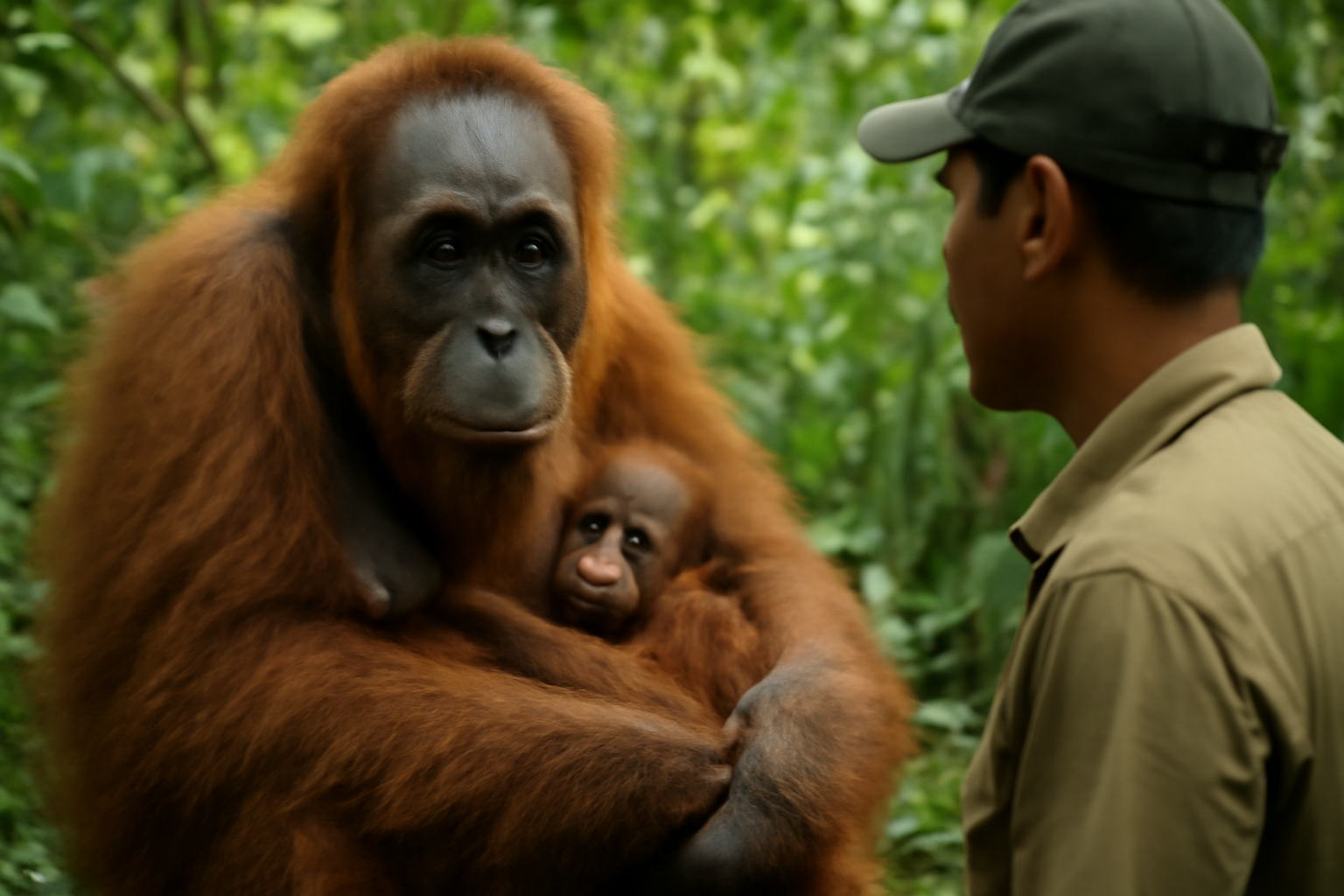 密猟から救われたオランウータン、森で母になるまで　リハビリ施設出身の赤ちゃん誕生が動かしたもの
