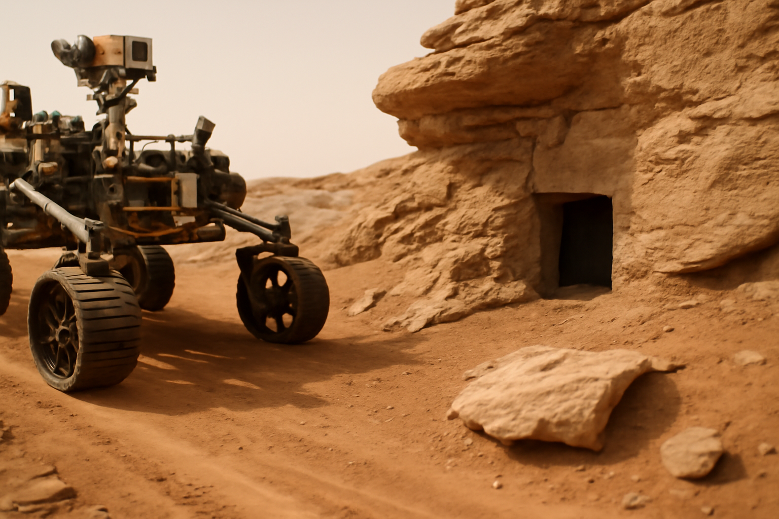 火星の地表に小さな扉？アメリカの宇宙開発機関の探査車がとらえた奇妙な構造物、その先に何が