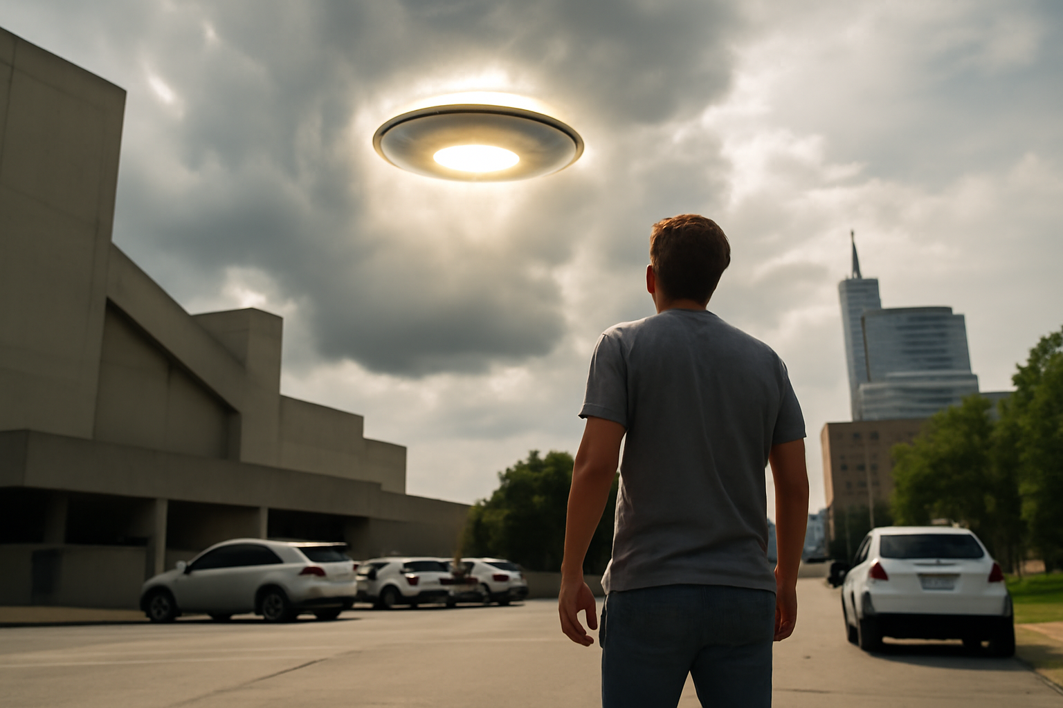 アメリカ南部の都市上空に現れた光る円盤、雲を抜けて何が見えた？