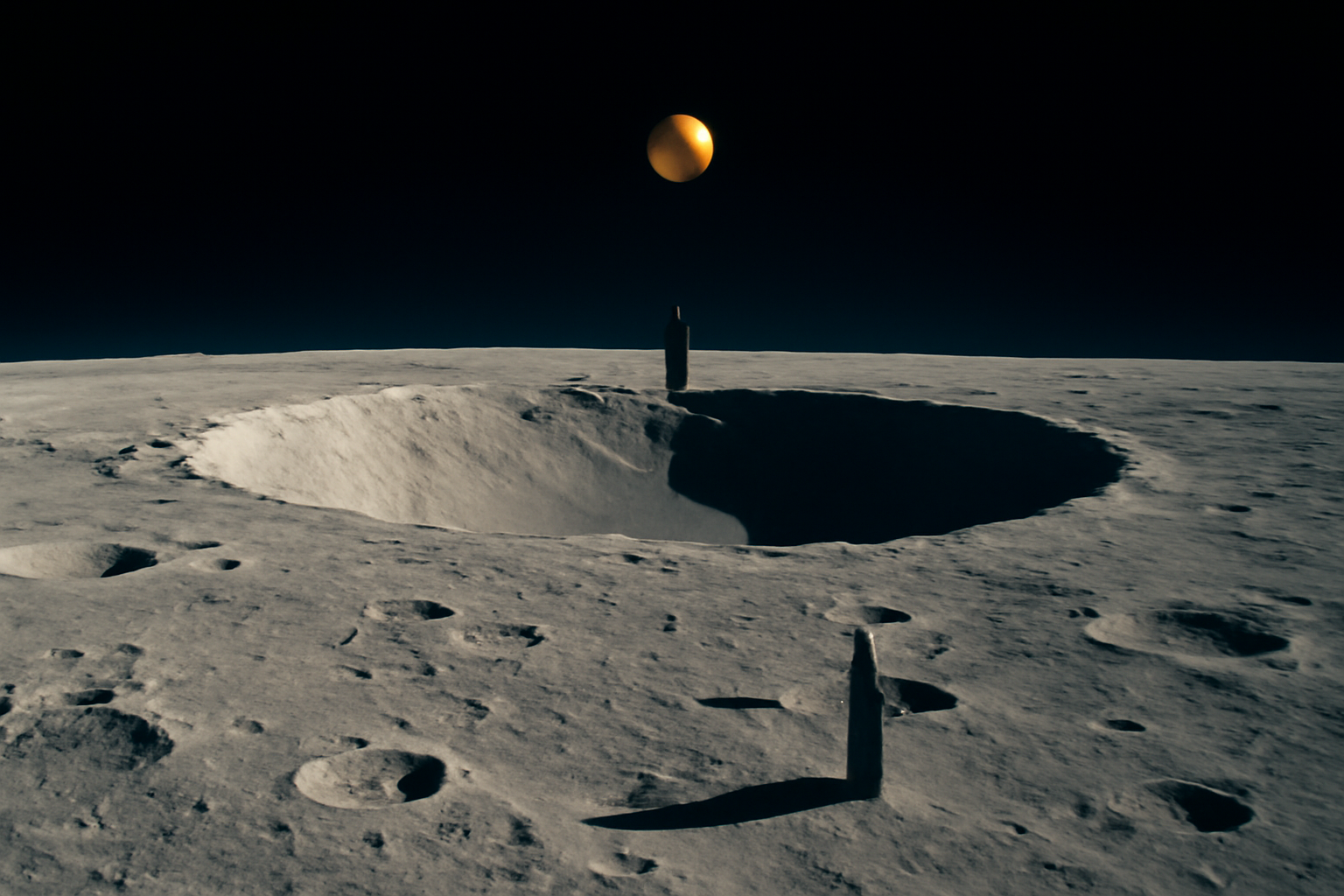 月面クレーターで発見された「金色の球体と塔」　アメリカの宇宙開発機関の写真に映り込む不思議な影