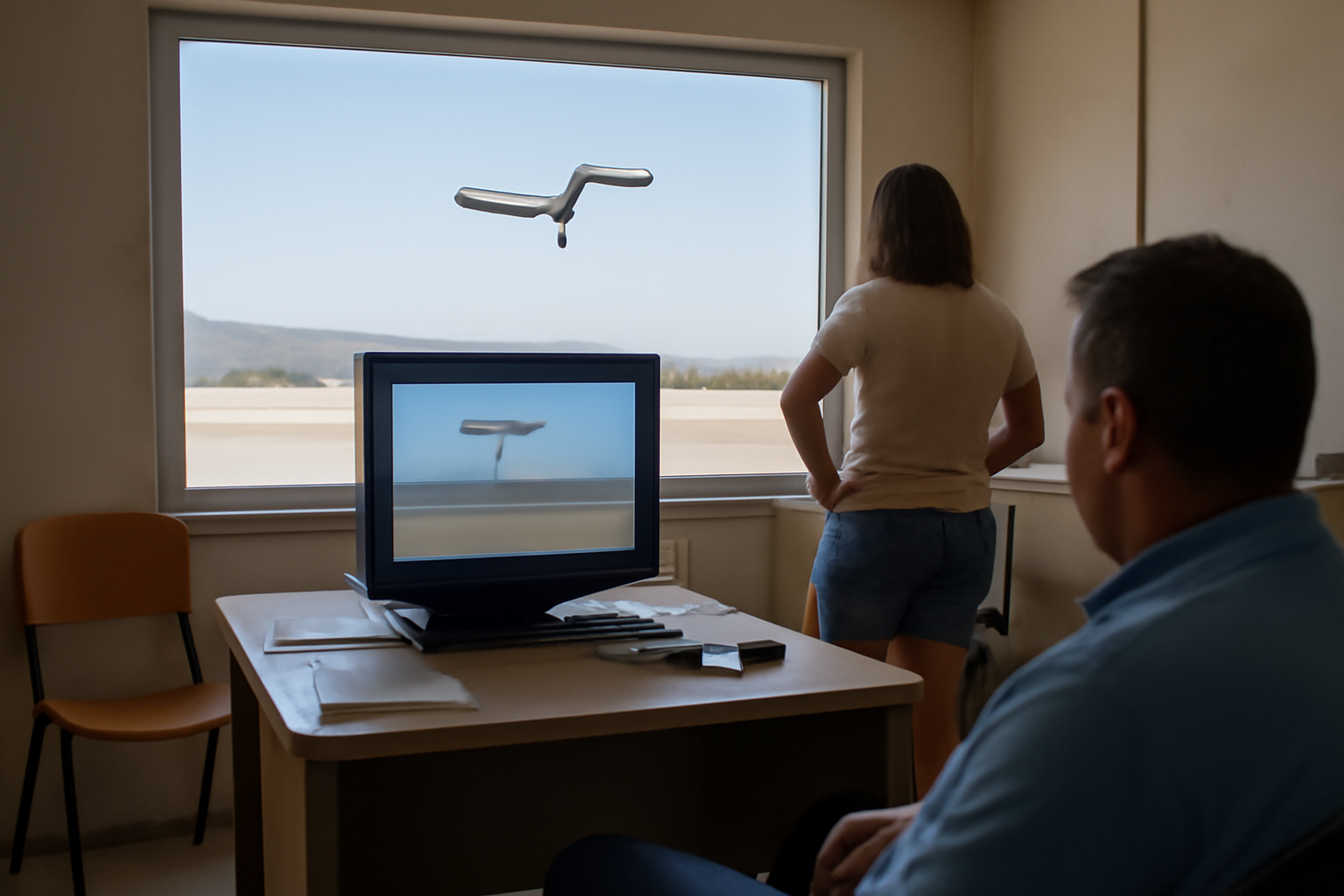 ギリシャの人気空港ライブカメラに現れた分割型UFO、“金属のアーム”の正体は？