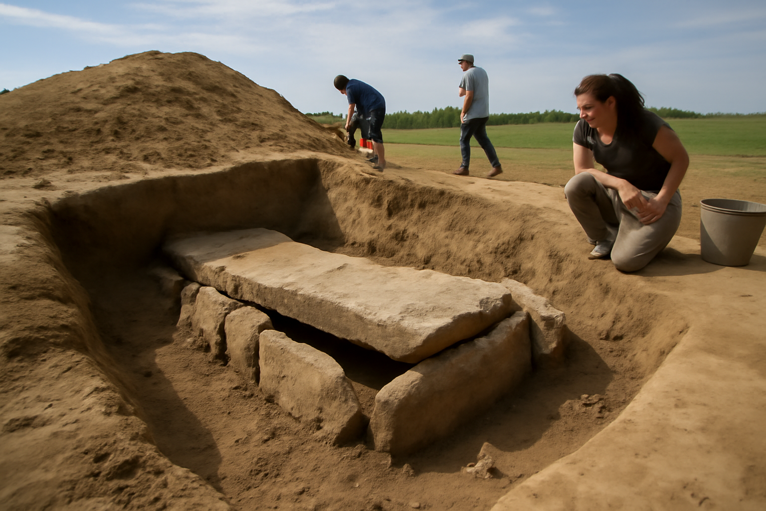 6000年前の巨大古墳、その中心に眠る謎の墓が少しだけ顔を出した