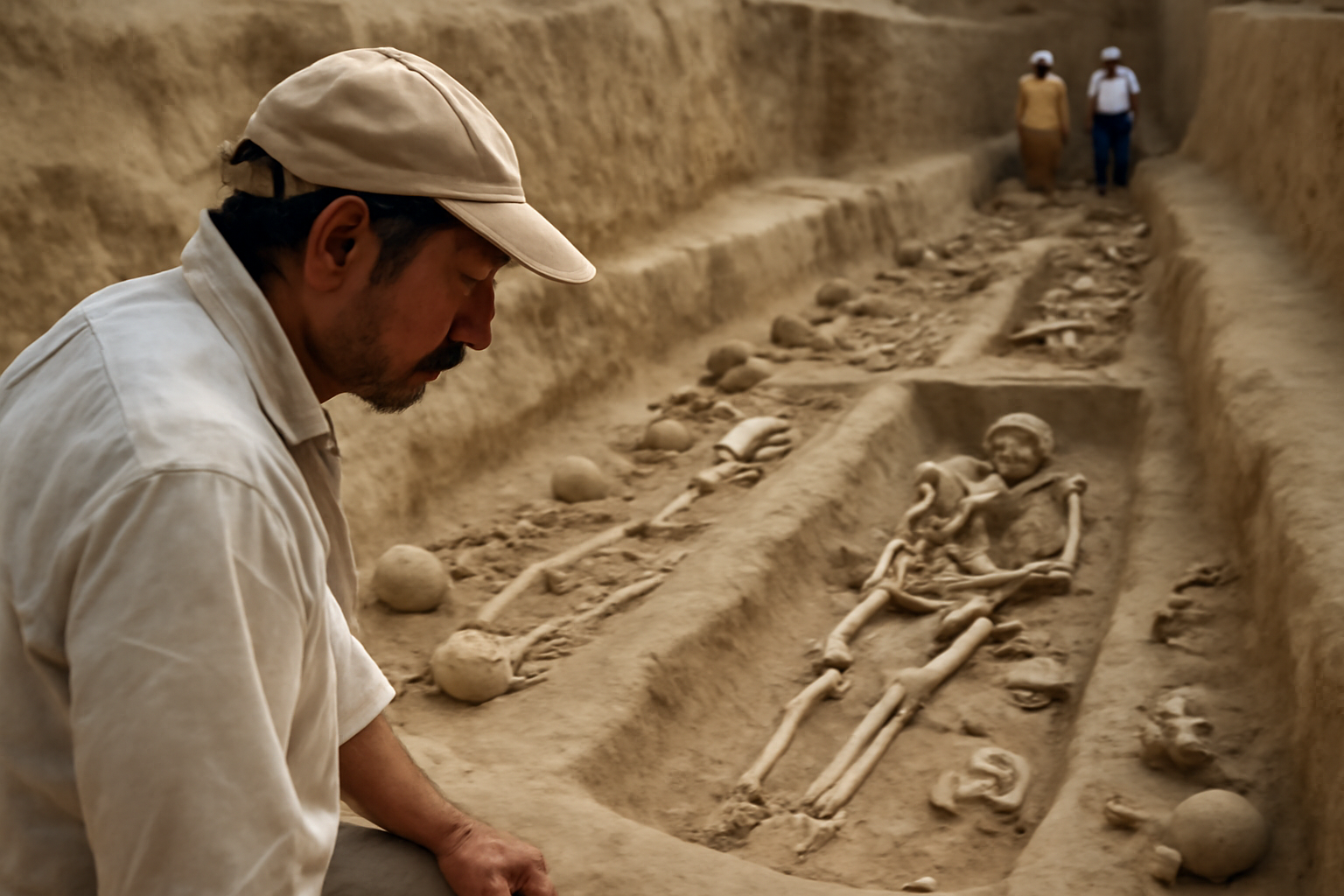 ペルーで600年前の集団埋葬を発掘、38人が眠る墓の謎