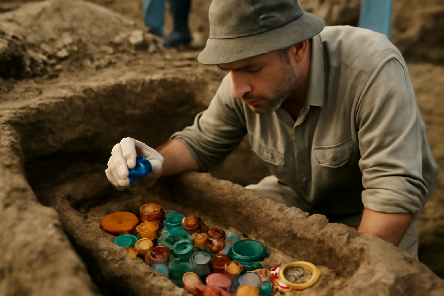 考古学の調査で古代の宝石が眠る墓を発見 3300年前の輝きとは