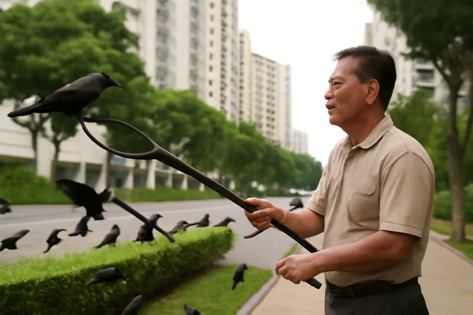 シンガポールの「カラス退治」作戦、増え続ける都会の鳥たちの行方