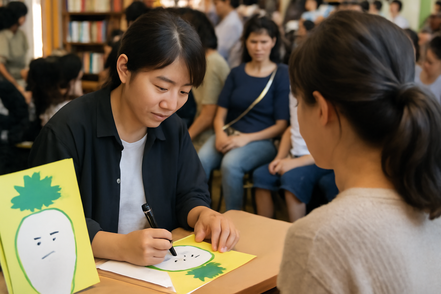 人気絵本作家、岡山でサイン会　大根と出会う日、街にやってくる