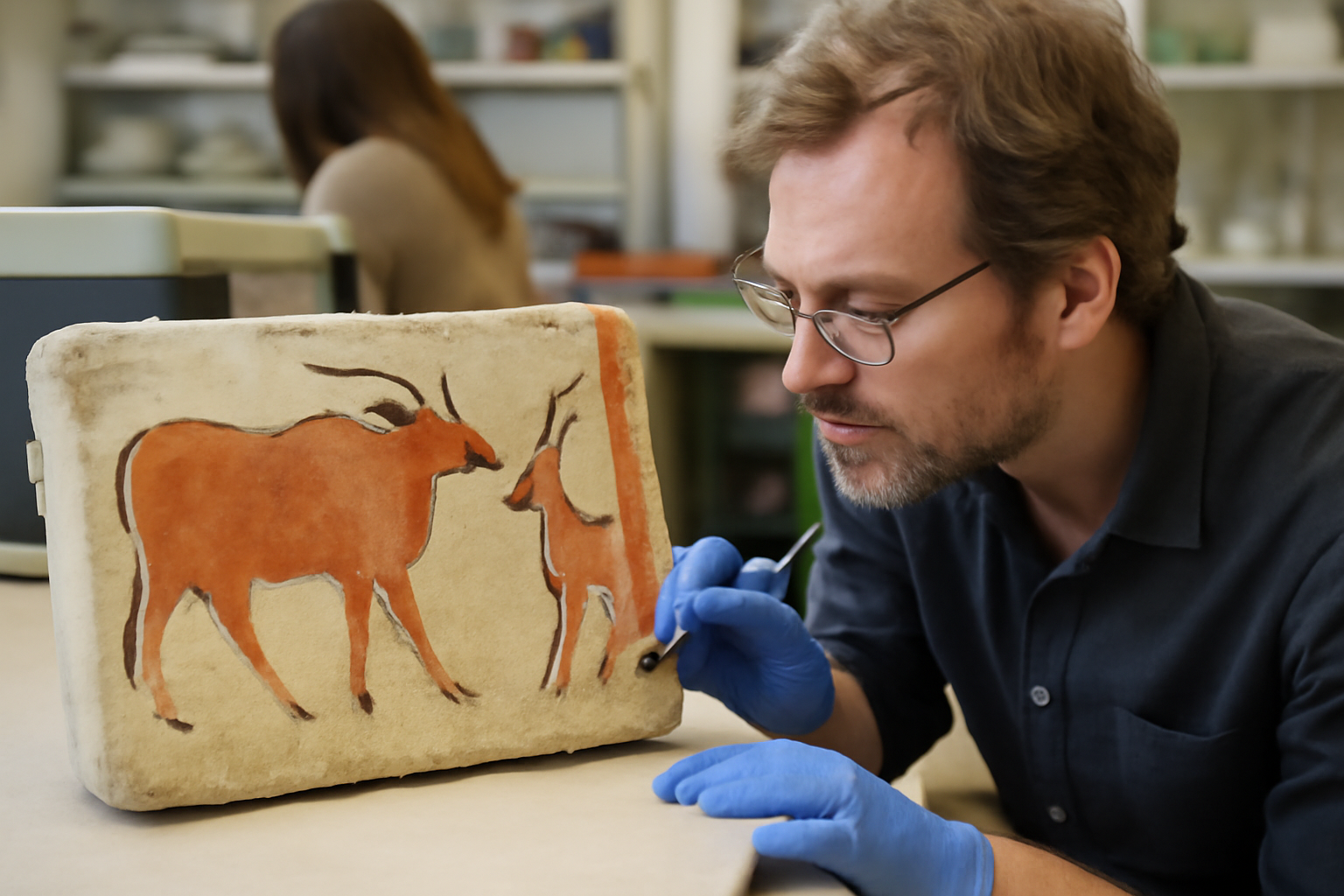 古代エジプトの絵の具、牛とアンテロープの秘密　タンパク質の正体は？