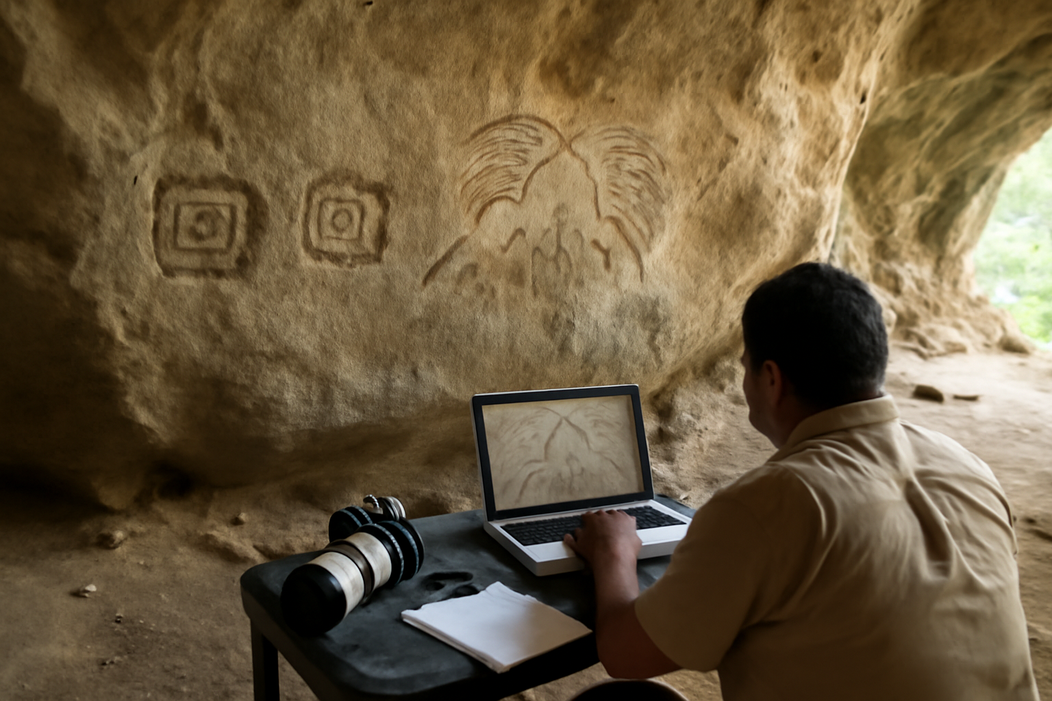 洞窟の壁に浮かぶ『歌う山』　中南米遺跡で古代文字の起源に迫る
