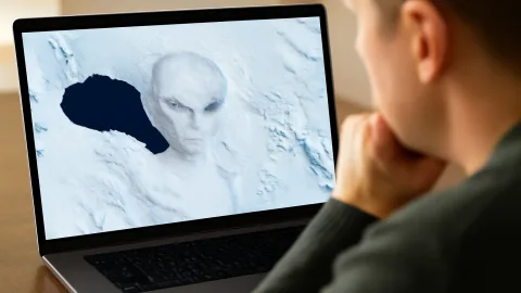 南極のGoogle Earthに現れた“宇宙人の顔”、地球の裏側から手招きしてる？