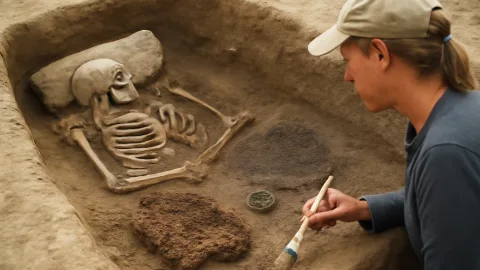バイキング女性の眠る場所に1300年前の布、スコナゲルの土が見せた奇跡