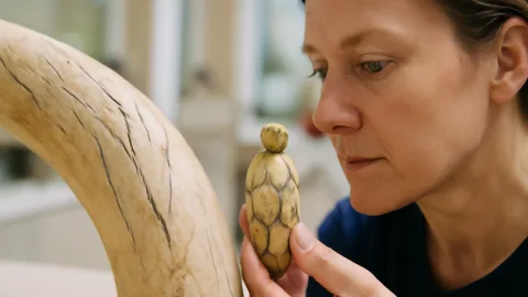 マンモスの牙に宿る線をなぞって　1万8千年前の彫刻家が見た世界