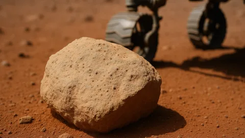 火星の岩に生命の痕跡？　NASAが有機物と斑点を確認