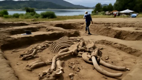1万3千年前の湖畔で何が？チリで発見、ゾウの仲間に残る人の痕跡