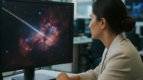 とかげ座星雲に忍び込んだ一瞬の流星、NASAの一枚が見せた偶然の競演