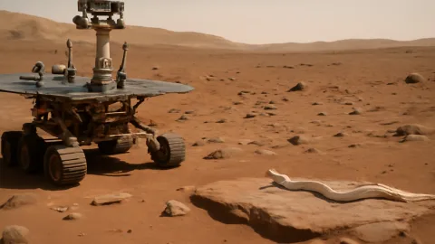 火星探査車スピリットの写真に地球そっくりのヘビ？写真の先に見えるもの