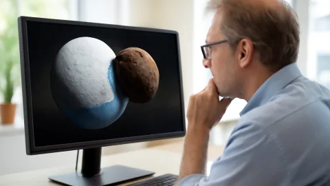 氷の衛星の地下にあったはずの海、巨大衝突で消えていた？
