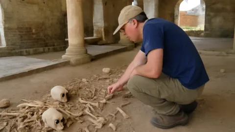 イングランド南部の古代ローマ別荘跡に散らばる骨　4世紀の粛清、その痕跡が語りかけてくる