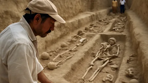 ペルーで600年前の集団埋葬を発掘、38人が眠る墓の謎