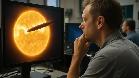 地球の10倍、太陽に差し込む巨大UFOが観測サイトに現れた夜