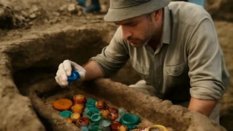 考古学の調査で古代の宝石が眠る墓を発見 3300年前の輝きとは