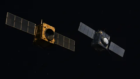 ESAの火星探査機マーズ・エクスプレスとNASAのプシケ探査機の接近観測