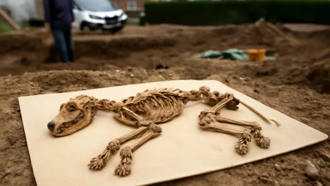 考古学チームが発掘、2000年前の「ひざ犬」とその知られざる家族の時間