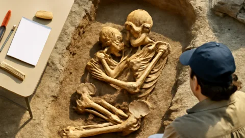 中世ヨーロッパの発掘現場で見つかった「抱きしめる遺体」　千年前の親子か、そっと眠る謎