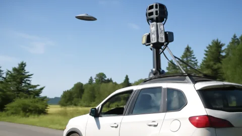 カナダの島で地図撮影車が“円盤”をキャッチ、その正体はどこまで映ってる？