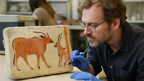 古代エジプトの絵の具、牛とアンテロープの秘密　タンパク質の正体は？